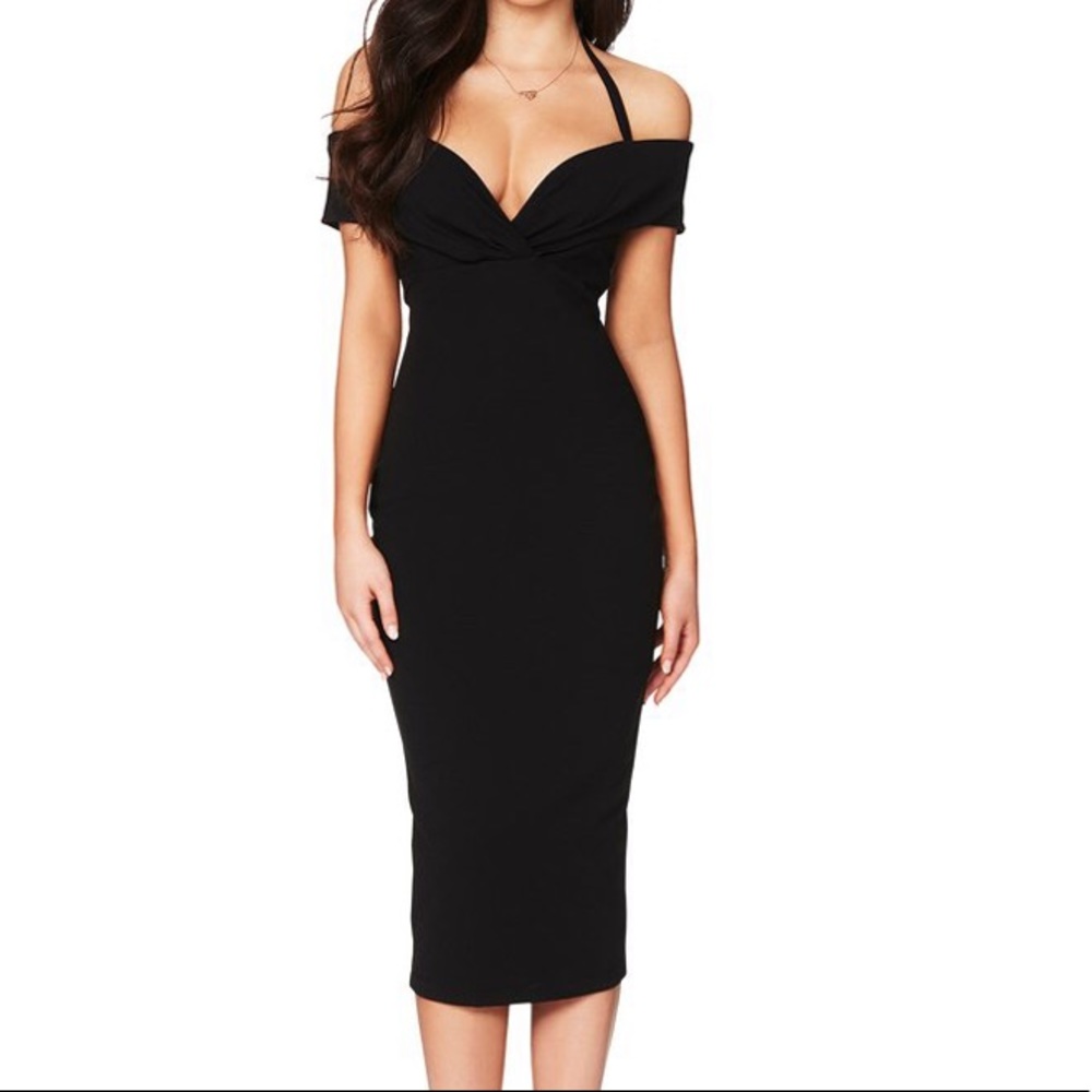 New Nookie Athena halter midi bodycon dress XS